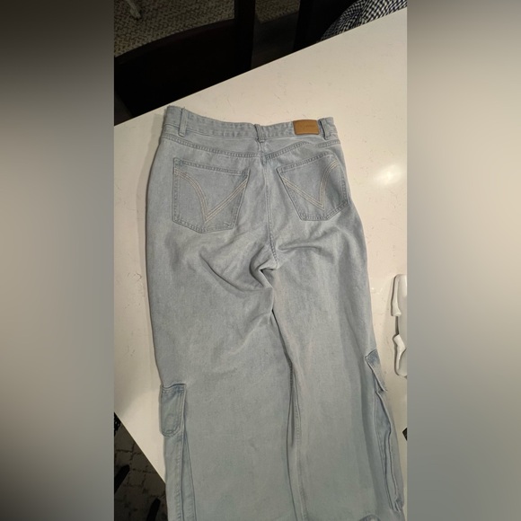 REDBAT Light Blue Women's Slouchy High-Rise Jean Cargo Pants size W12 - Picture 10 of 14
